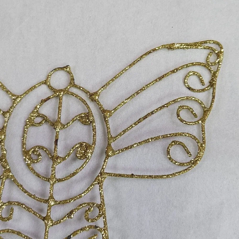 Vintage Christmas Angel Ornament Twisted Wire Gold Glitter Sparkle Metal Retro